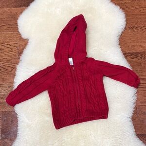 Gap kids red cable-knit hooded cardigan. 6-12.